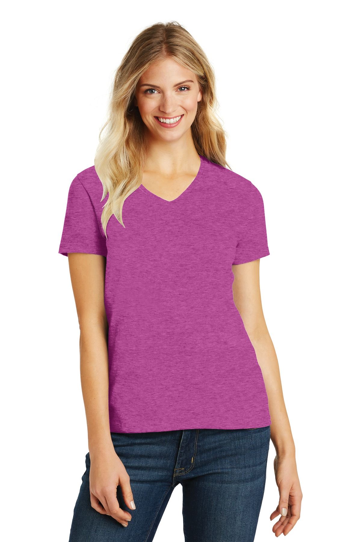 District Womens Short Sleeve Perfect Blend V Neck Stylish T-Shirt DM1190L - Picture 27 of 44