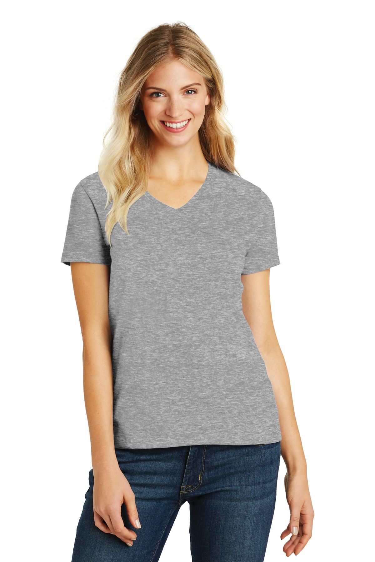 District Womens Short Sleeve Perfect Blend V Neck Stylish T-Shirt DM1190L - Picture 35 of 44
