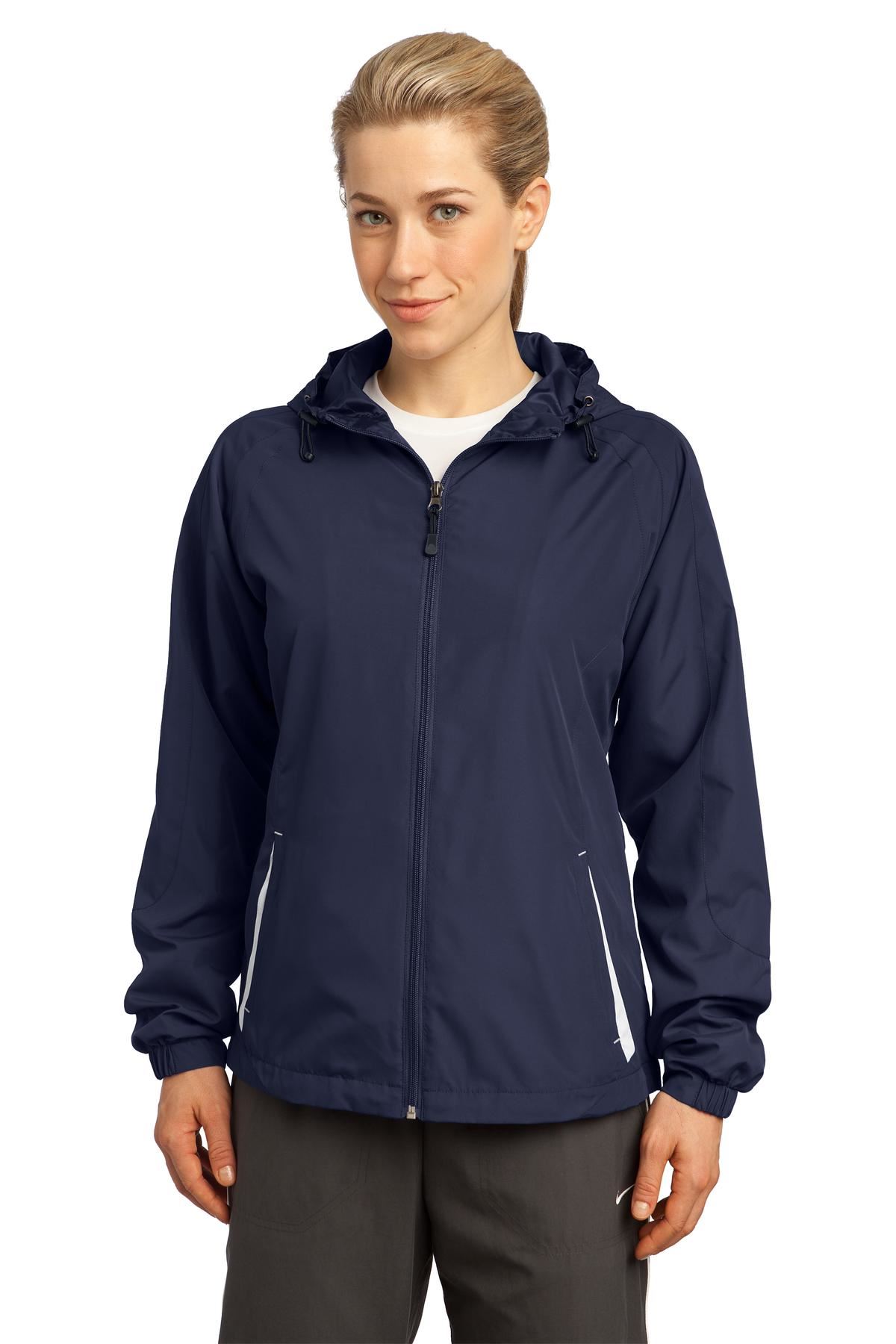 Sport-Tek Womens Colorblock Hooded Raglan Windbreaker Jacket M-LST76 - Picture 14 of 19
