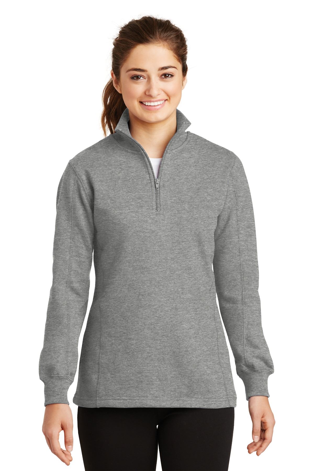 Sport-Tek Womens 1/4-Zip Sweatshirt Twill Taped Neck Rib Knit Cuffs LST253 - Picture 20 of 23