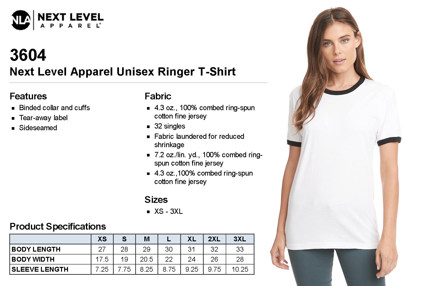 Next Level Unisex Ringer T-Shirt Short Sleeves Casual