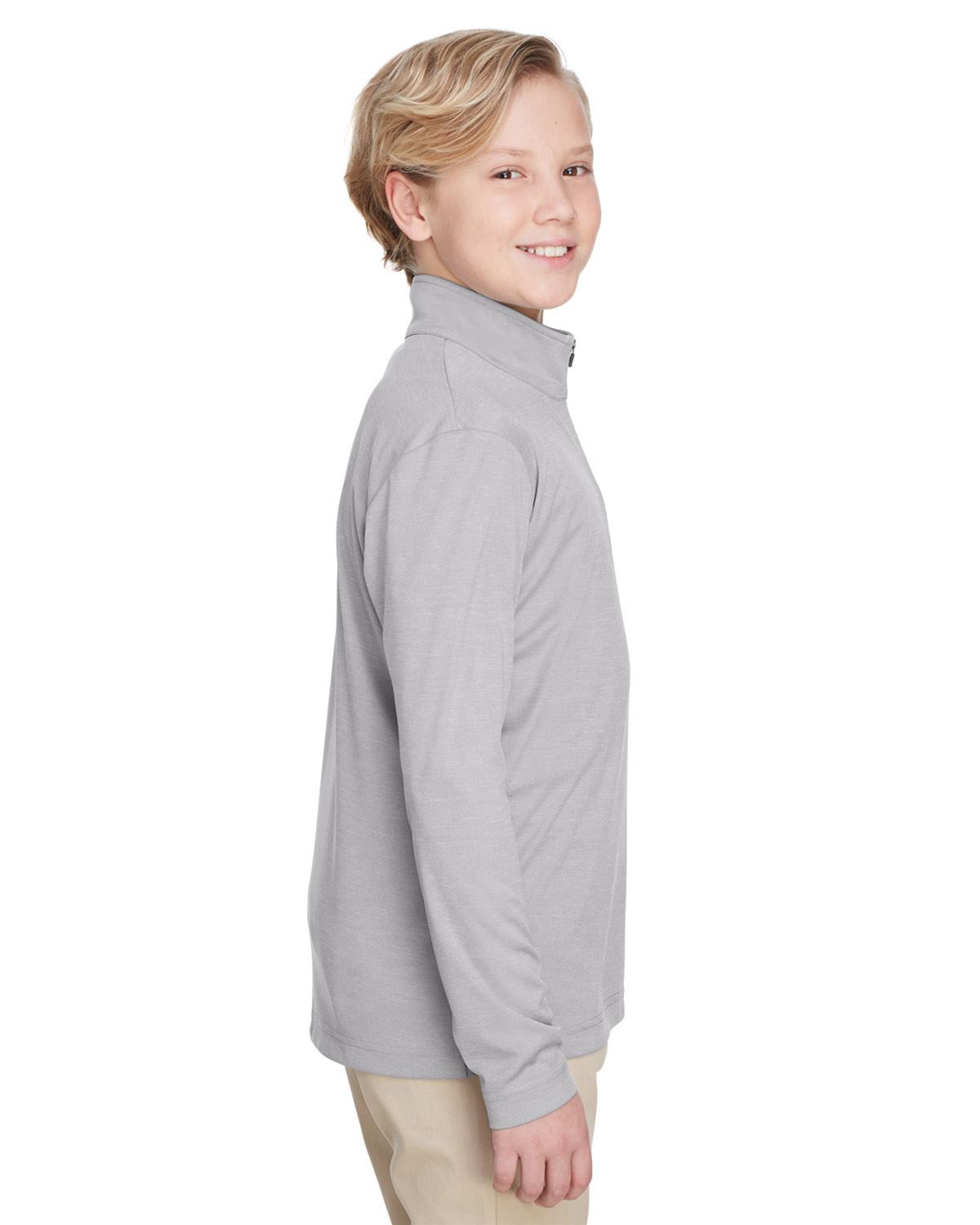 Team 365 Youth Quarter-Zip Jacket UV Protection Sonic Heather Performance TT31HY - Picture 5 of 26