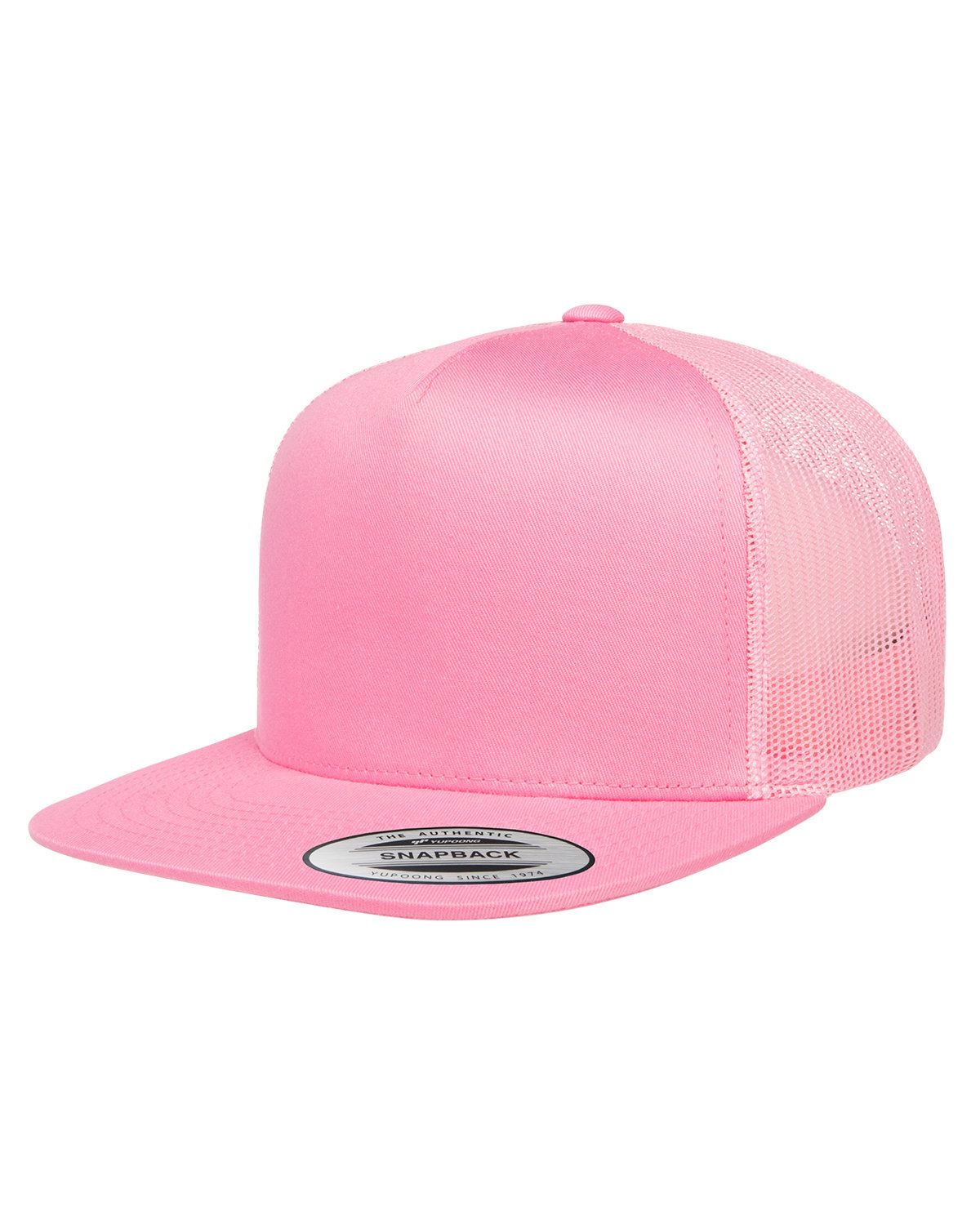YP Classics Yupoong Flat Bill Trucker Cap Structured Meshback Snapback Hat 6006 - Picture 14 of 21