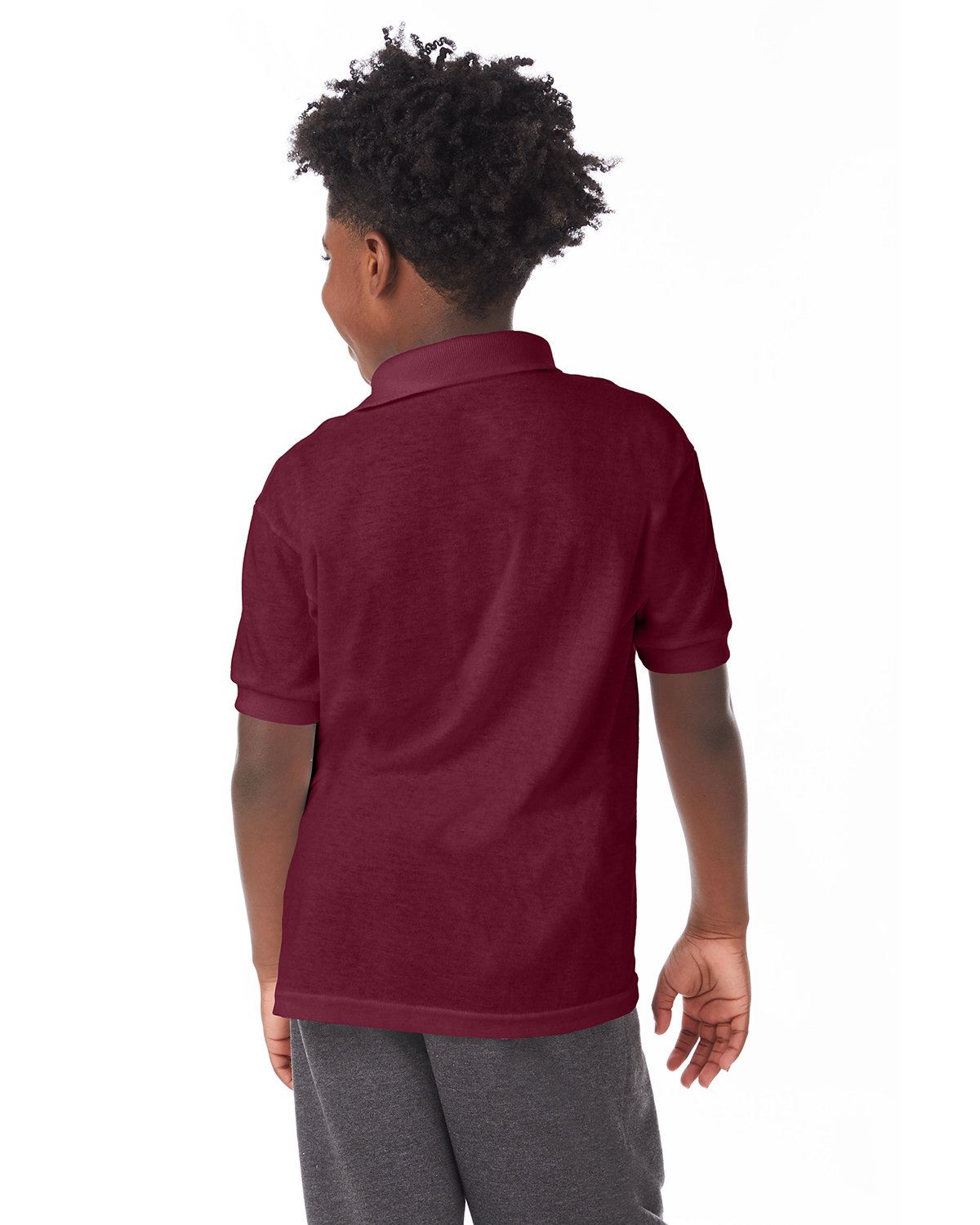 Hanes Youth Polo Shirt 50/50 EcoSmart Jersey Knit Welt Collar 054Y - Picture 19 of 26
