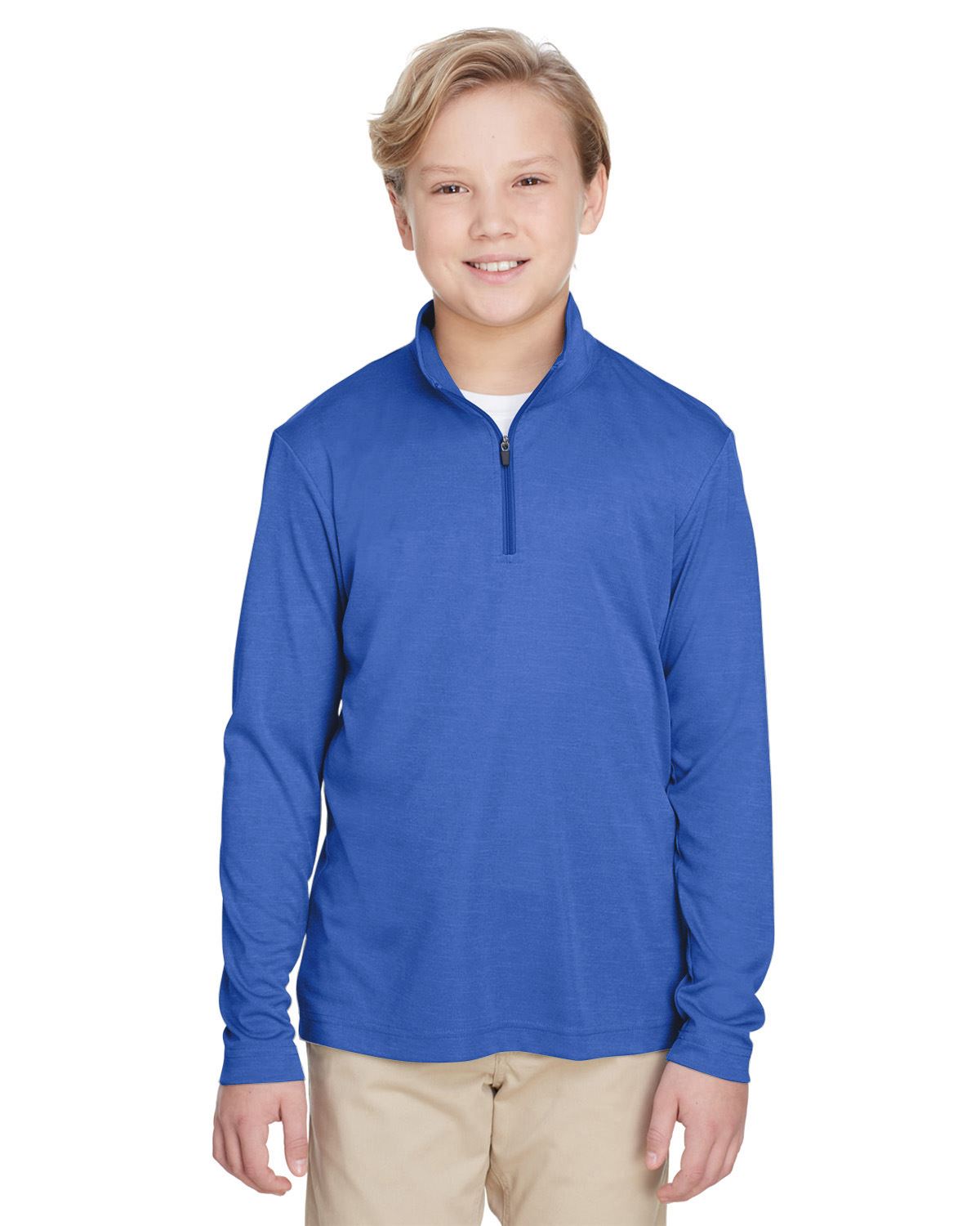 Team 365 Youth Quarter-Zip Jacket UV Protection Sonic Heather Performance TT31HY - Picture 24 of 26