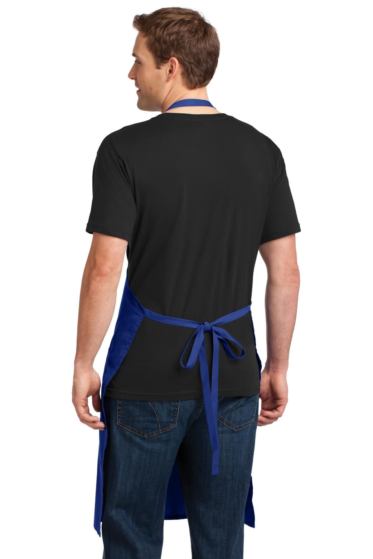 Port Authority Extra Long Bib Apron 3 Front Pockets Stain Release M-A700 - Picture 13 of 15