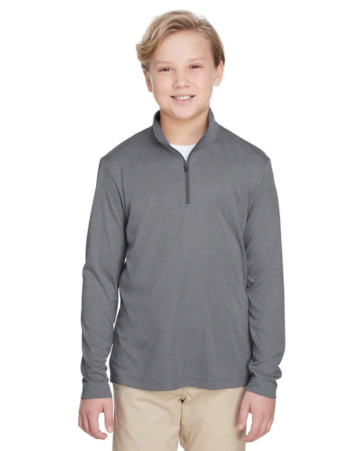 Team 365 Youth Quarter-Zip Jacket UV Protection Sonic Heather Performance TT31HY - Picture 9 of 26