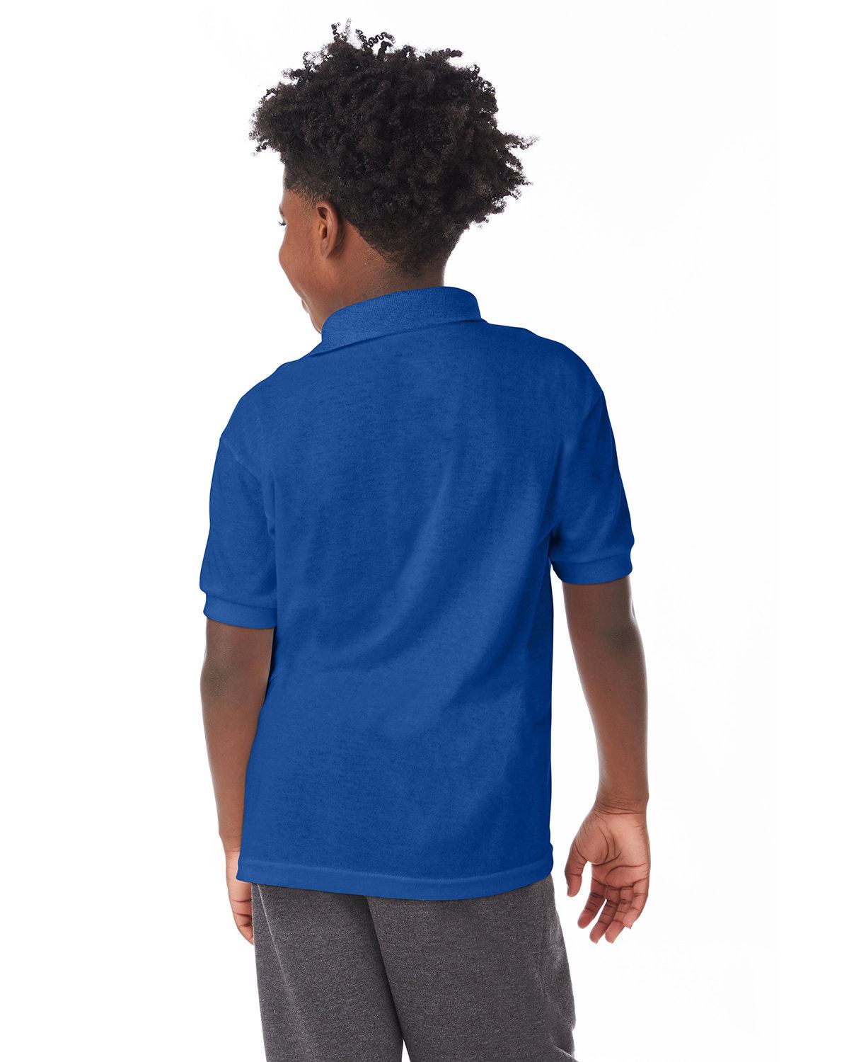 Hanes Youth Polo Shirt 50/50 EcoSmart Jersey Knit Welt Collar 054Y - Picture 13 of 26
