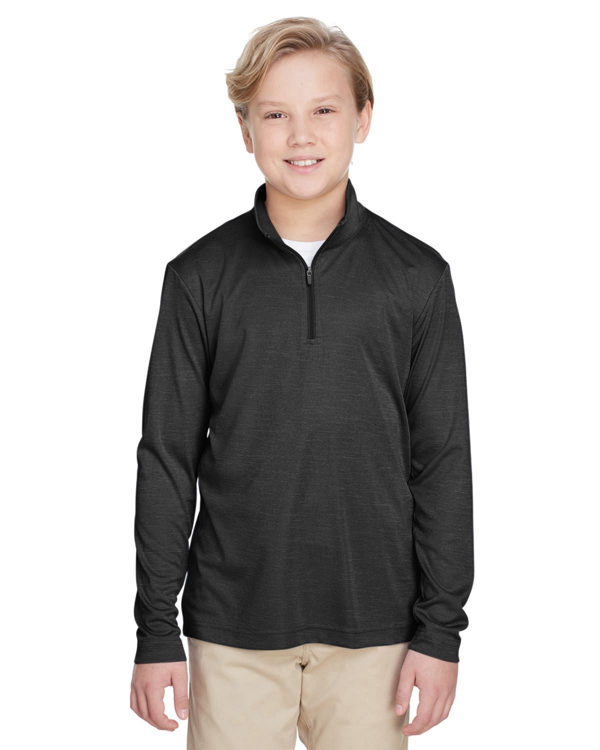 Team 365 Youth Quarter-Zip Jacket UV Protection Sonic Heather Performance TT31HY - Picture 6 of 26