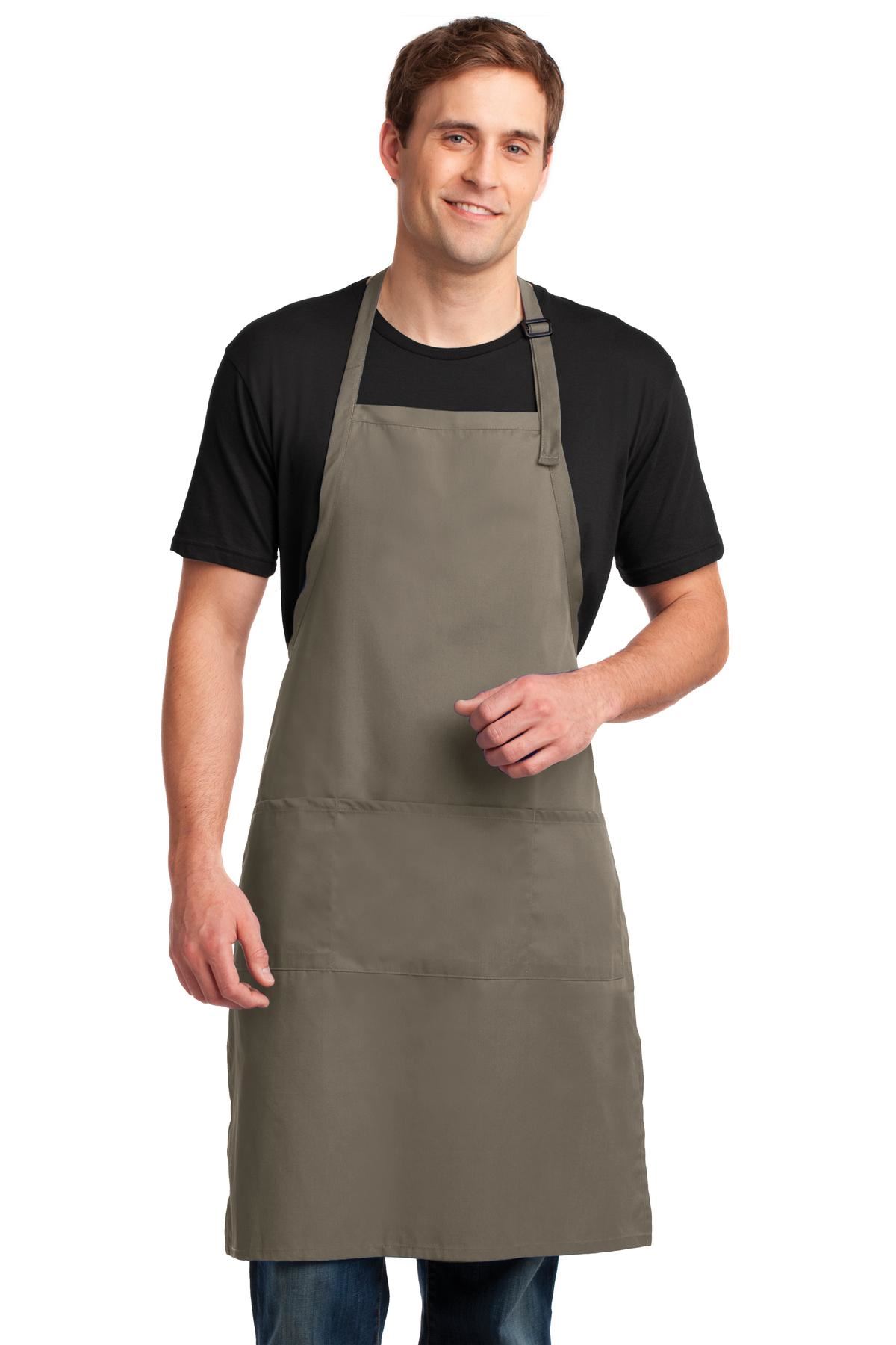 Port Authority Extra Long Bib Apron 3 Front Pockets Stain Release M-A700 - Picture 6 of 15