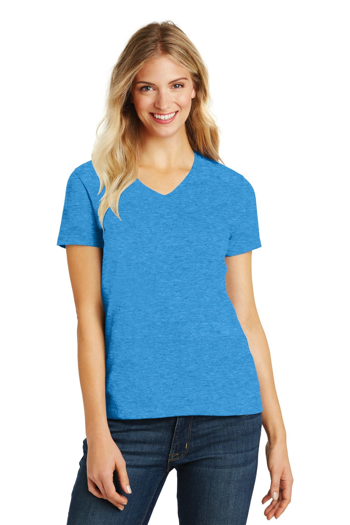 District Womens Short Sleeve Perfect Blend V Neck Stylish T-Shirt DM1190L - Picture 15 of 44