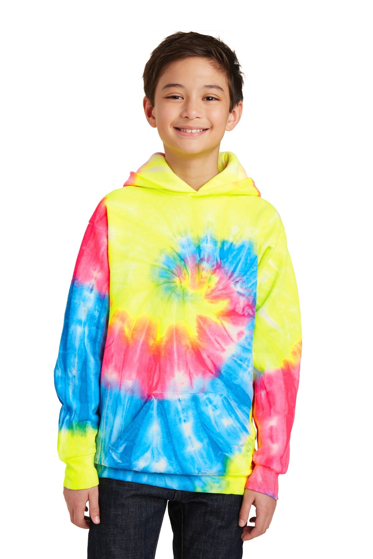 Port & Company Tie-Dye Youth Pullover Hooded Sweatshirt With Pockets M-PC146Y - Picture 10 of 21