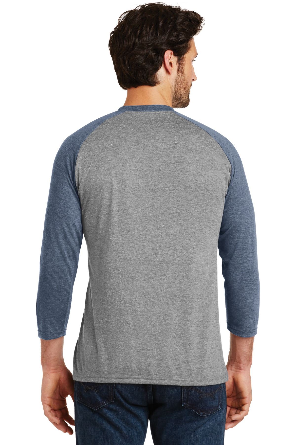 District Mens Perfect Tri T Shirt 3/4 Sleeve Raglan Stylish T-Shirt DM136 - Picture 18 of 26