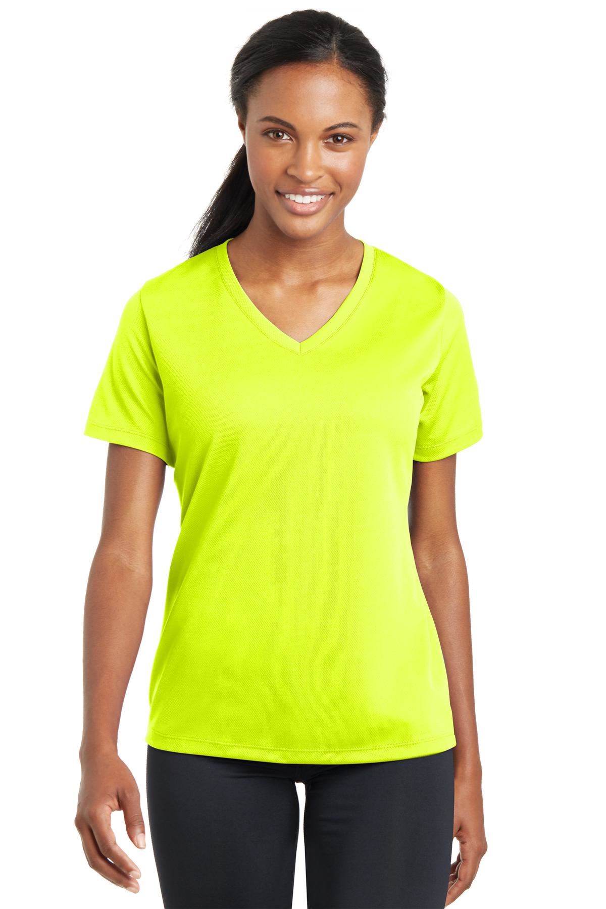 Sport-Tek Women's Dry-Fit V-Neck RacerMesh Moisture Wicking T-Shirt M-LST340 - Picture 23 of 38