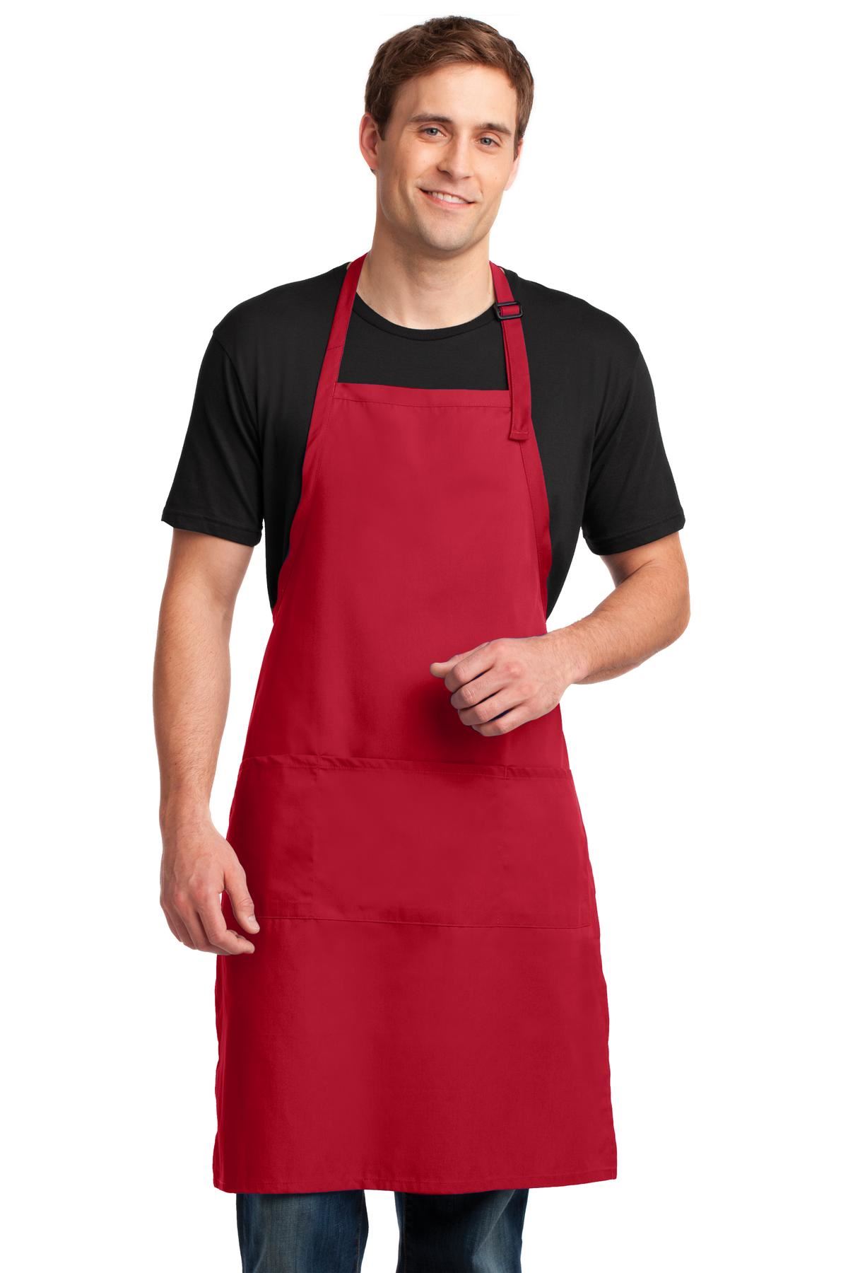 Port Authority Extra Long Bib Apron 3 Front Pockets Stain Release M-A700 - Picture 10 of 15
