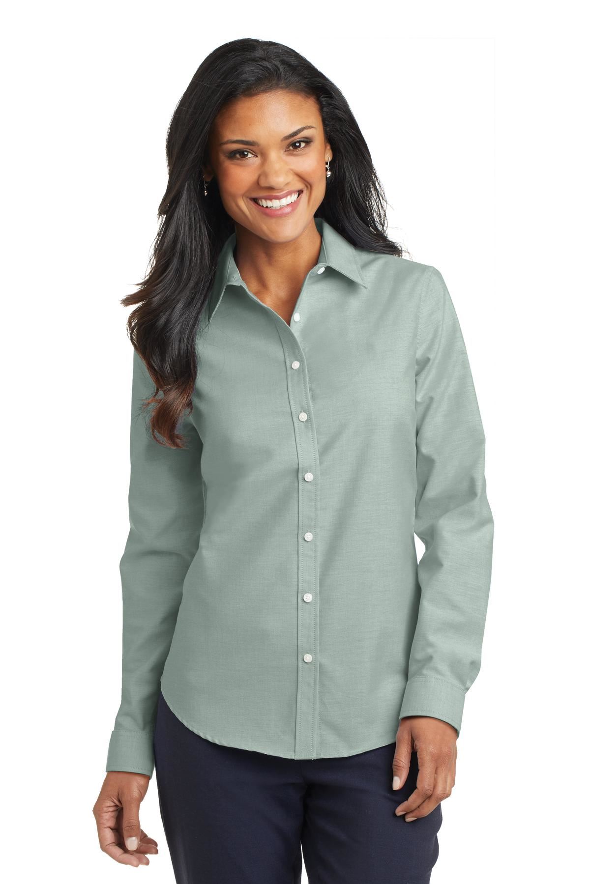 Port Authority Womens Long Sleeve SuperPro Oxford Dress Shirt L658 - Picture 6 of 15