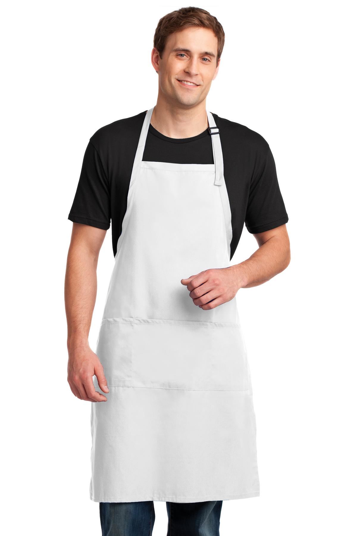 Port Authority Extra Long Bib Apron 3 Front Pockets Stain Release M-A700 - Picture 14 of 15