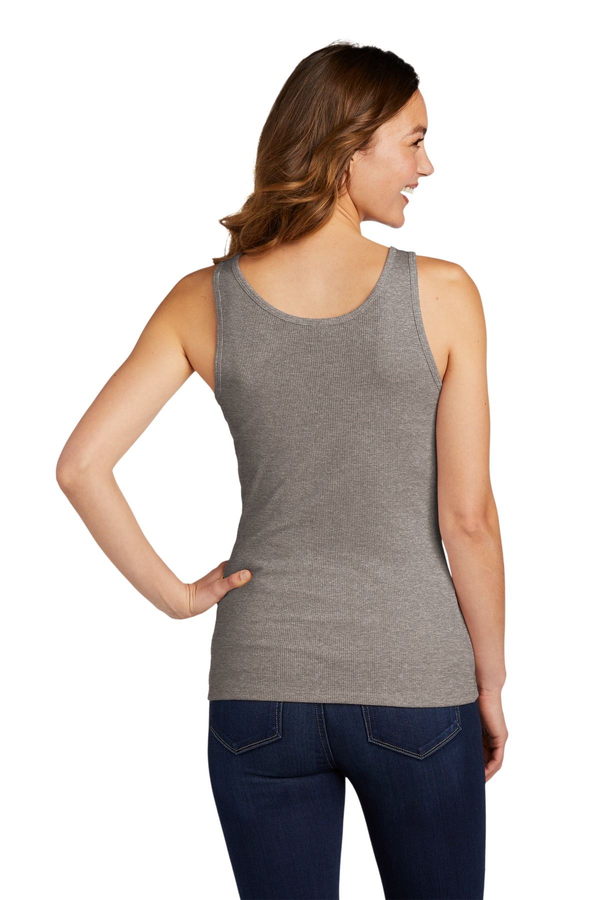 District Womens Sleeveless VIT Rib Deep Neck Stylish Tank Top DT6021 - Picture 6 of 10