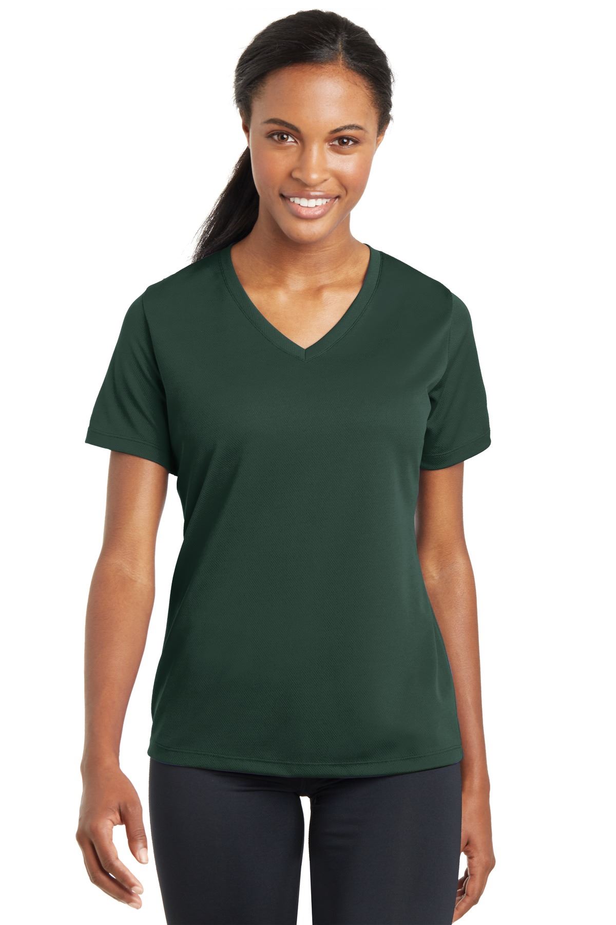 Sport-Tek Women's Dry-Fit V-Neck RacerMesh Moisture Wicking T-Shirt M-LST340 - Picture 8 of 38