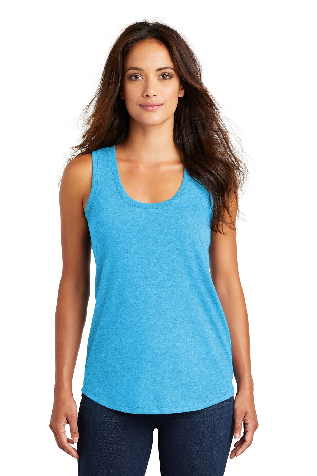 District Womens Sleeveless Perfect Tri Racerback Round Neck Tank Top DM138L - Picture 27 of 30