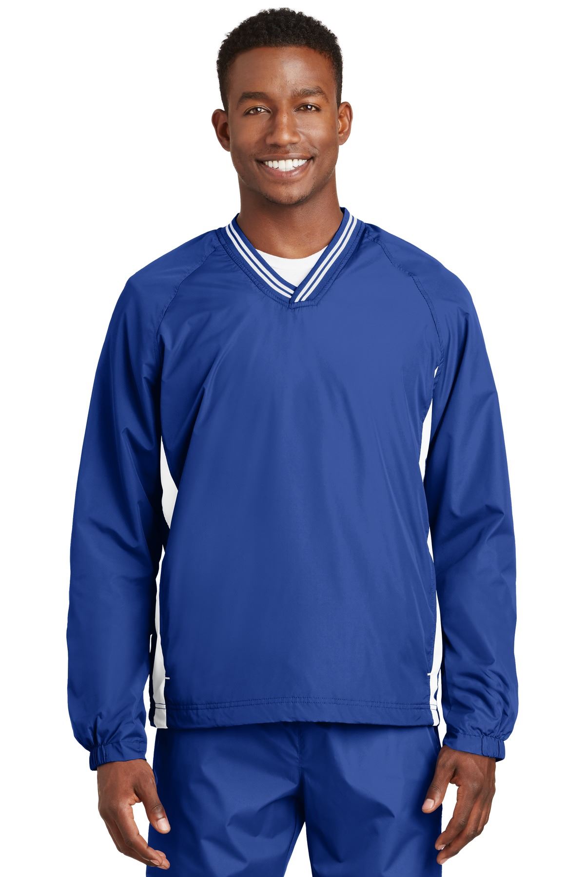 Sport Tek Mens Tipped V Neck Pullover Golf Wind Shirt Jacket M-JST62 - Picture 28 of 29