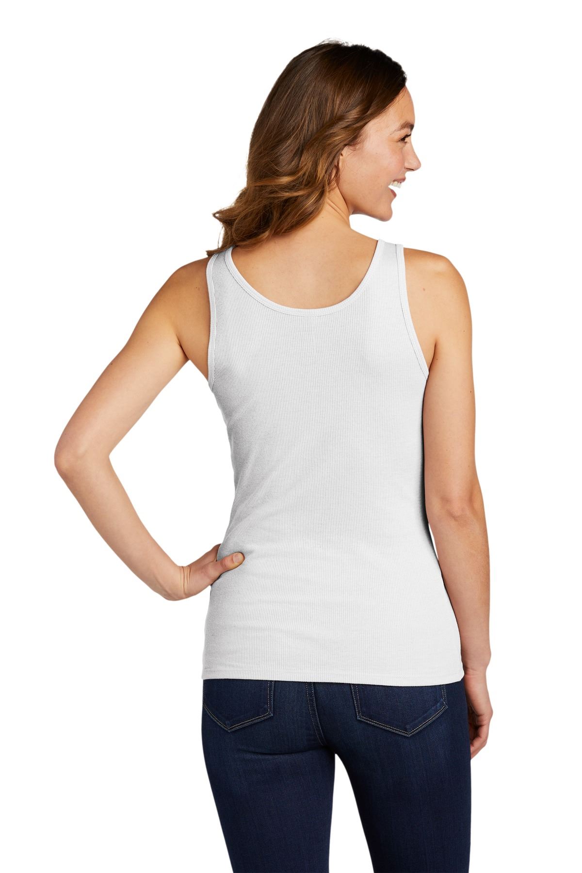 District Womens Sleeveless VIT Rib Deep Neck Stylish Tank Top DT6021 - Picture 10 of 10