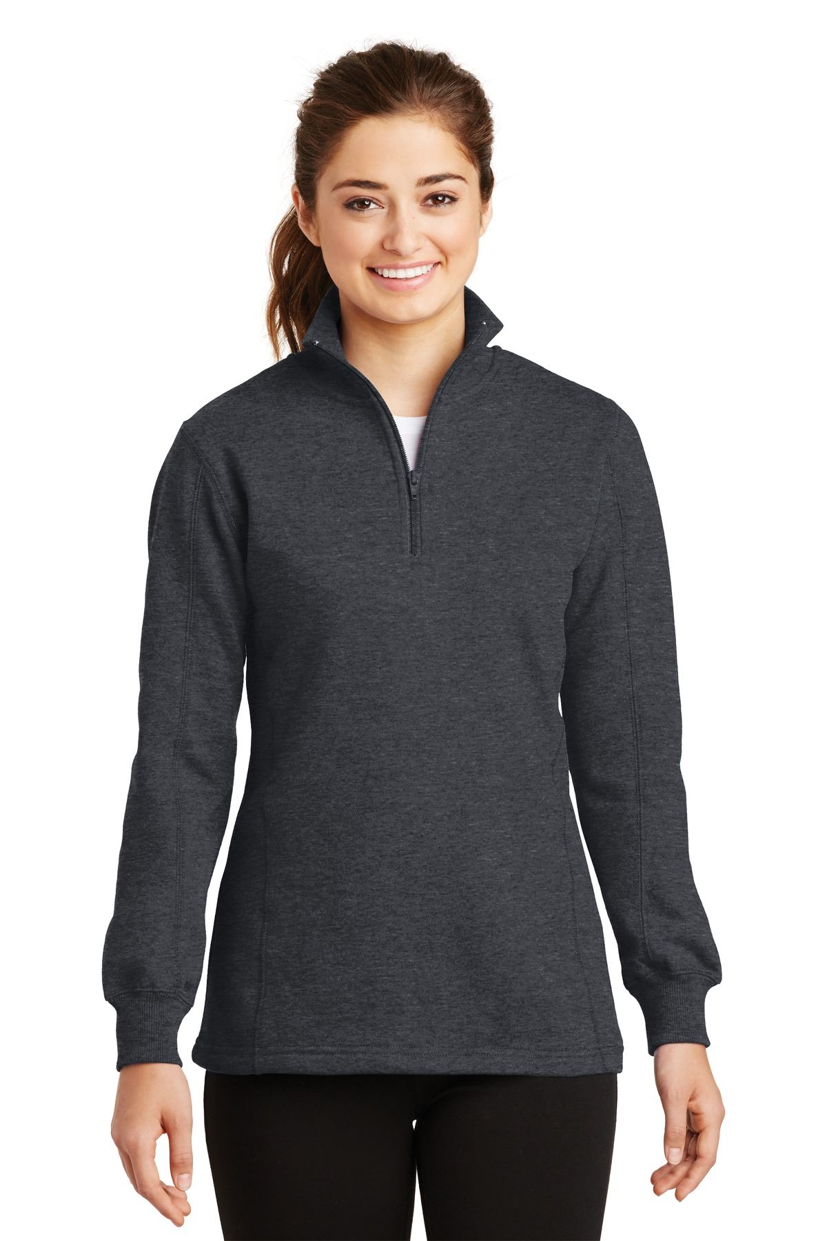 Sport-Tek Womens 1/4-Zip Sweatshirt Twill Taped Neck Rib Knit Cuffs LST253 - Picture 8 of 23