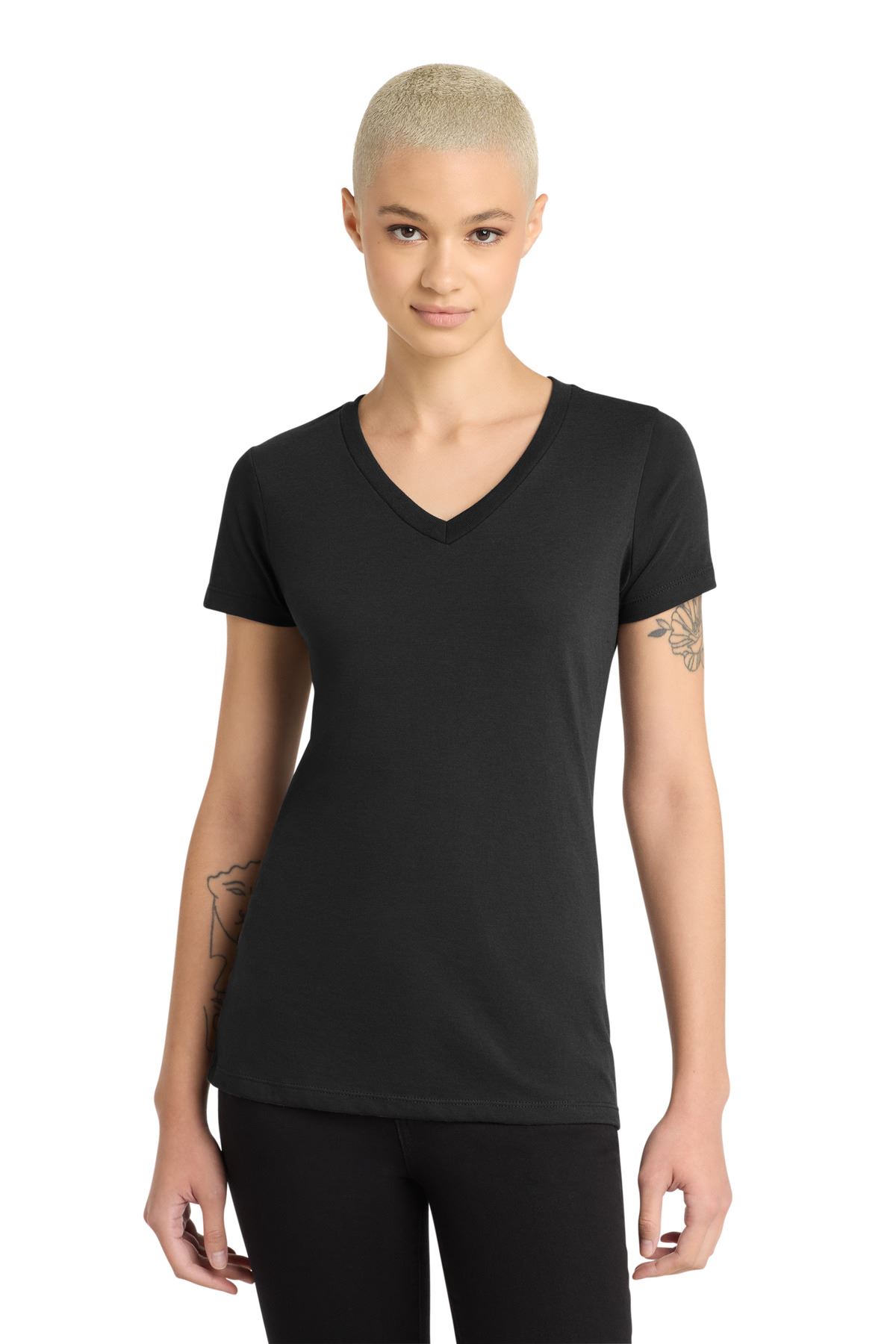 District Womens Short Sleeve Perfect Blend V Neck Stylish T-Shirt DM1190L