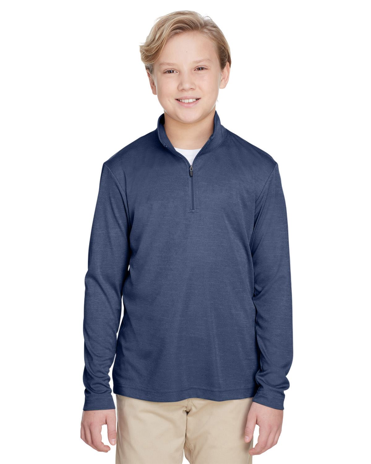 Team 365 Youth Quarter-Zip Jacket UV Protection Sonic Heather Performance TT31HY - Picture 12 of 26
