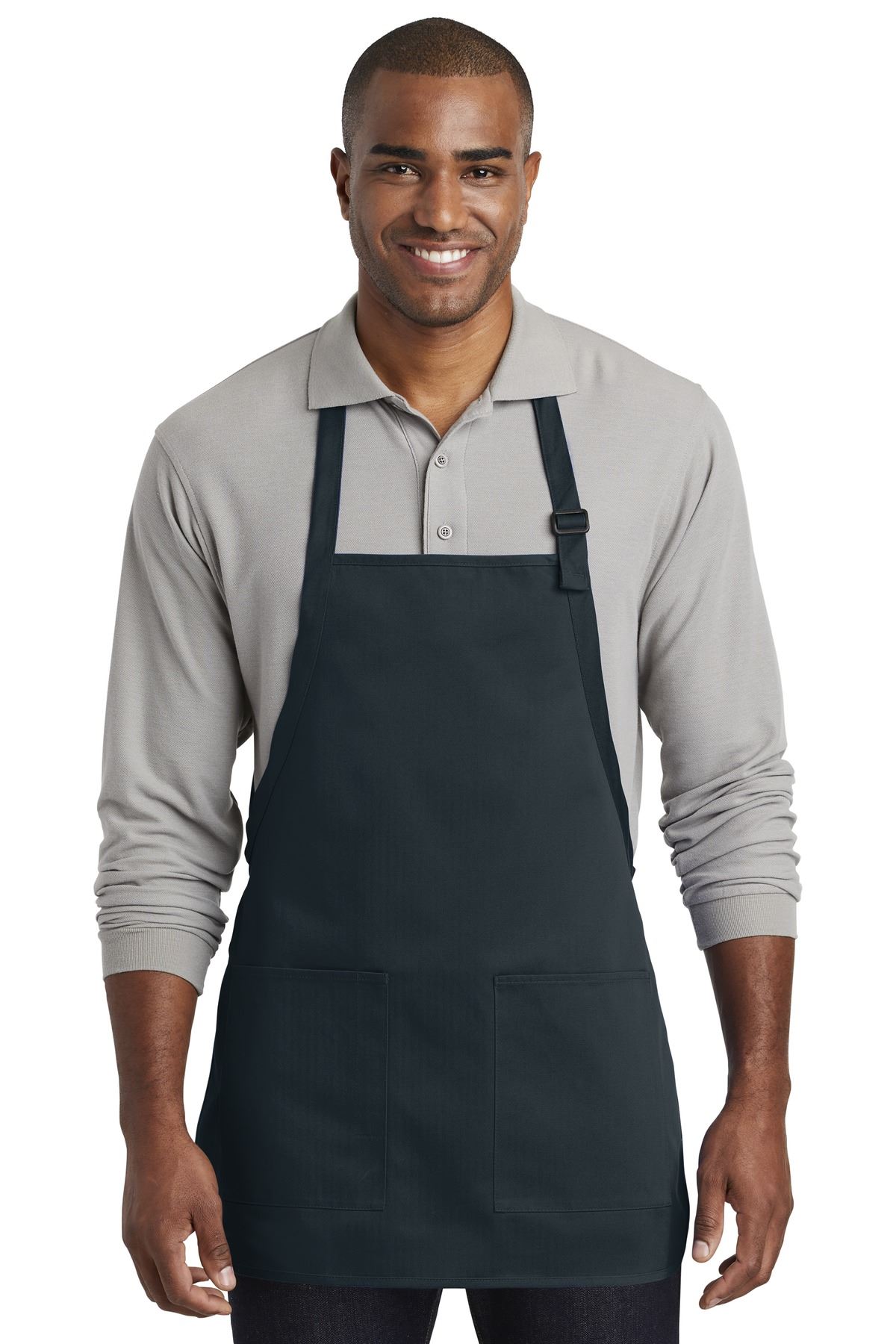 Port Authority Medium Length Apron Adjustable Neck Strap 2 Patch Pockets A601 - Picture 7 of 9