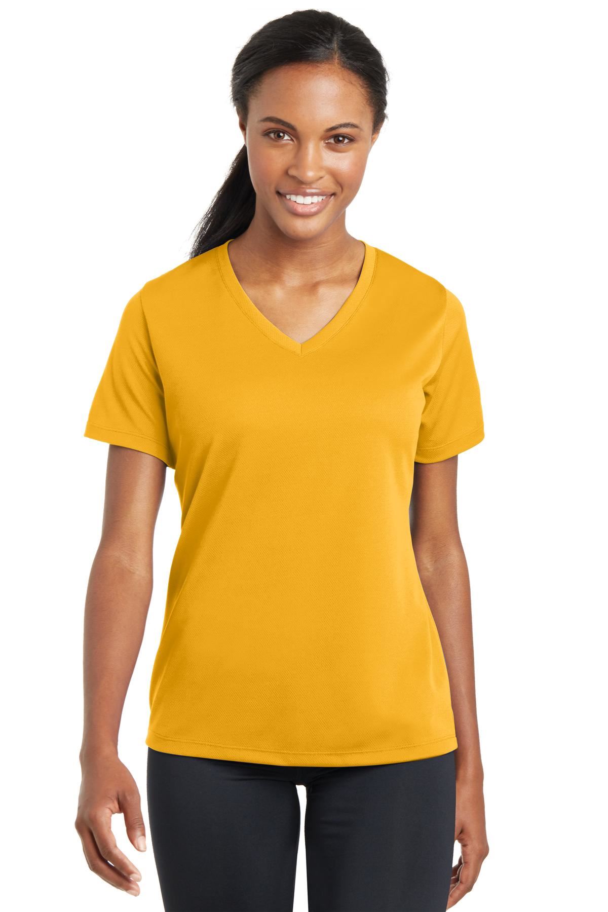 Sport-Tek Women's Dry-Fit V-Neck RacerMesh Moisture Wicking T-Shirt M-LST340 - Picture 12 of 38