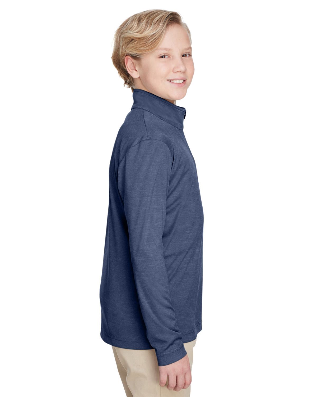 Team 365 Youth Quarter-Zip Jacket UV Protection Sonic Heather Performance TT31HY - Picture 14 of 26