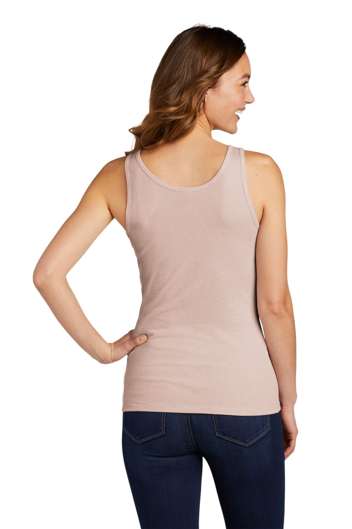 District Womens Sleeveless VIT Rib Deep Neck Stylish Tank Top DT6021 - Picture 8 of 10