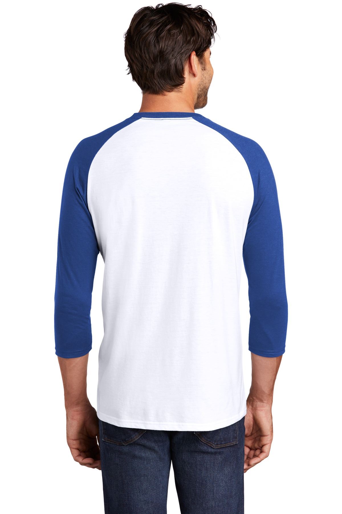 District Mens Perfect Tri T Shirt 3/4 Sleeve Raglan Stylish T-Shirt DM136 - Picture 10 of 26