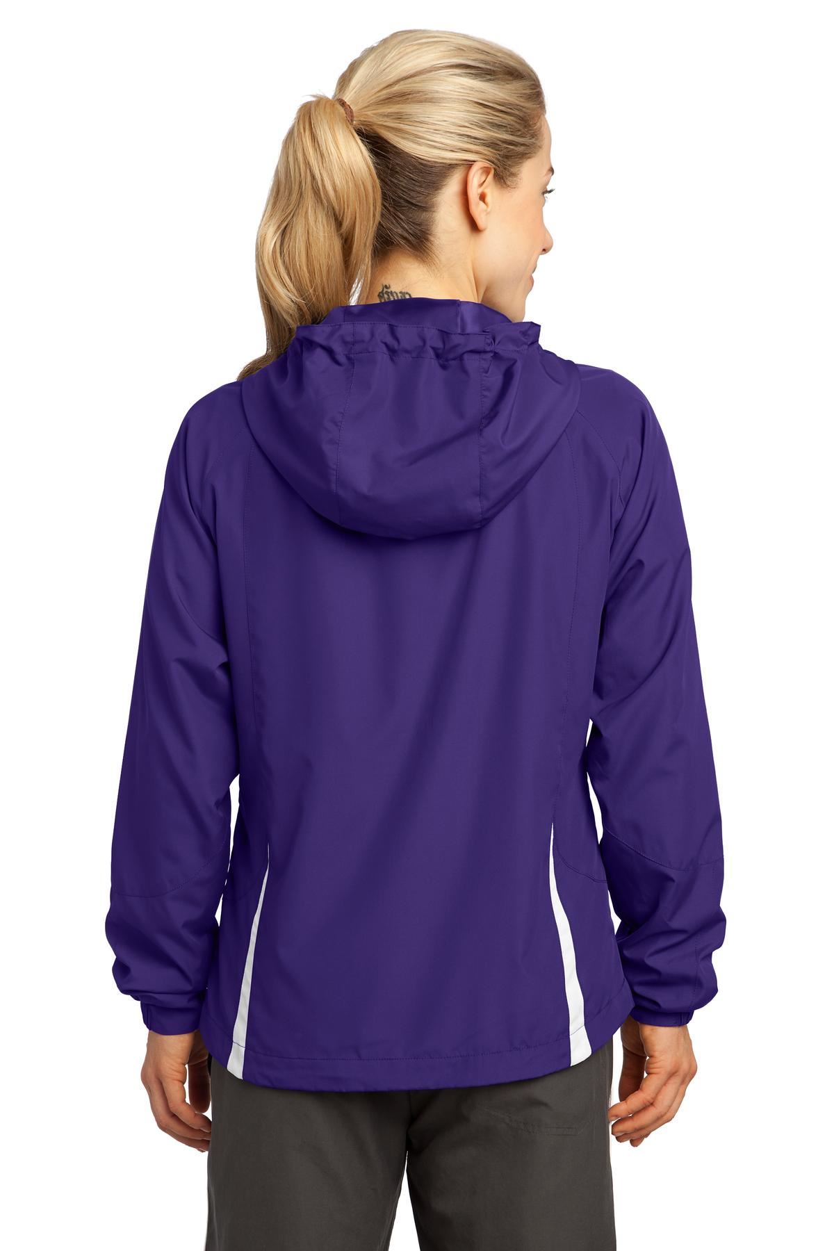 Sport-Tek Womens Colorblock Hooded Raglan Windbreaker Jacket M-LST76 - Picture 13 of 19