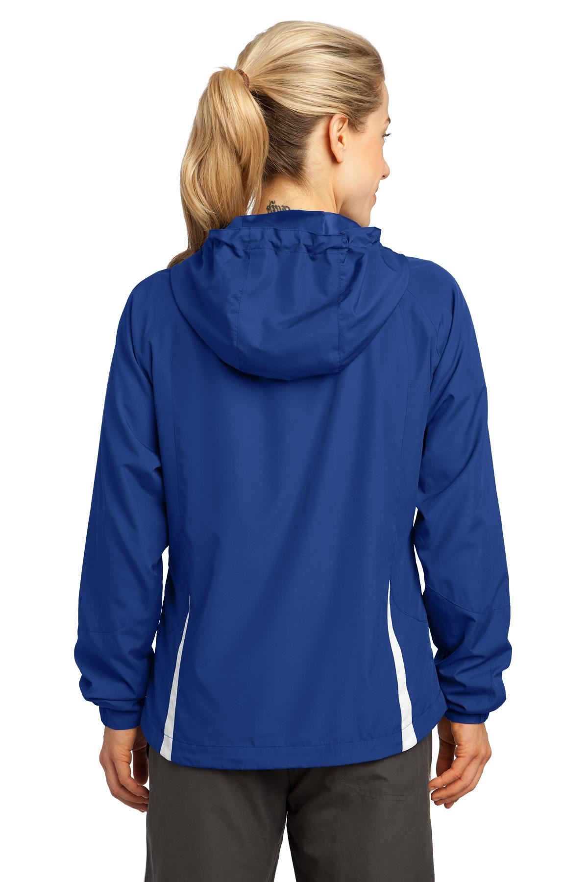 Sport-Tek Womens Colorblock Hooded Raglan Windbreaker Jacket M-LST76 - Picture 19 of 19