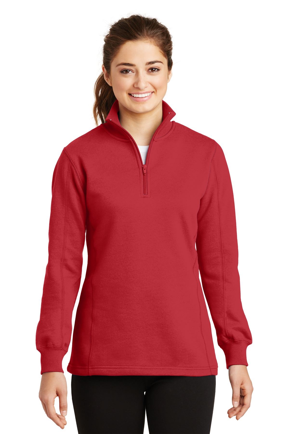 Sport-Tek Womens 1/4-Zip Sweatshirt Twill Taped Neck Rib Knit Cuffs LST253 - Picture 16 of 23