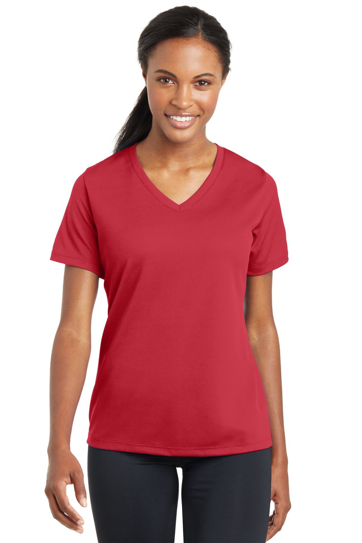 Sport-Tek Women's Dry-Fit V-Neck RacerMesh Moisture Wicking T-Shirt M-LST340 - Picture 33 of 38