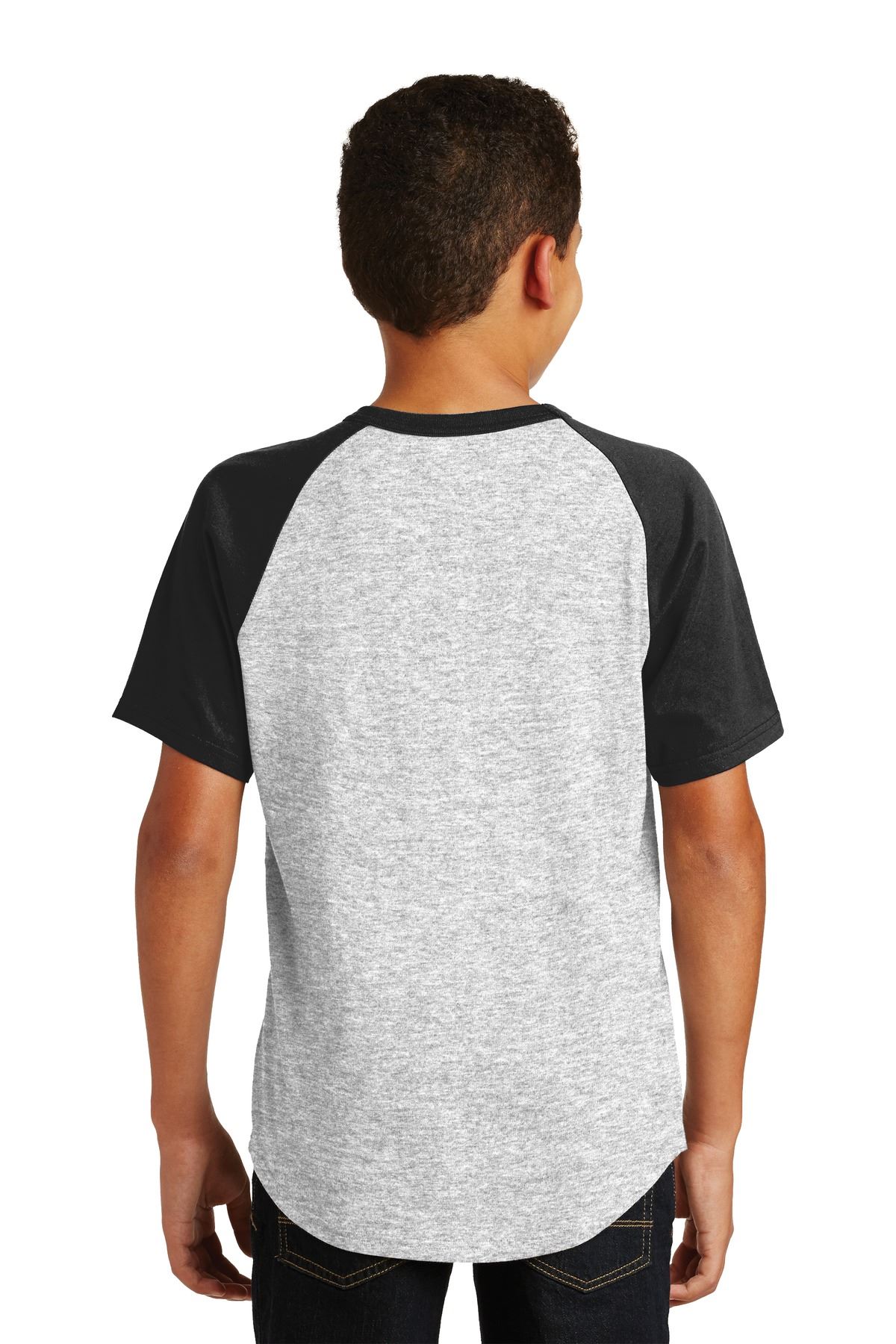 Sport-Tek Youth Short Sleeve Colorblock Raglan Rib Knit Neck T-Shirt YT201 - Picture 5 of 15
