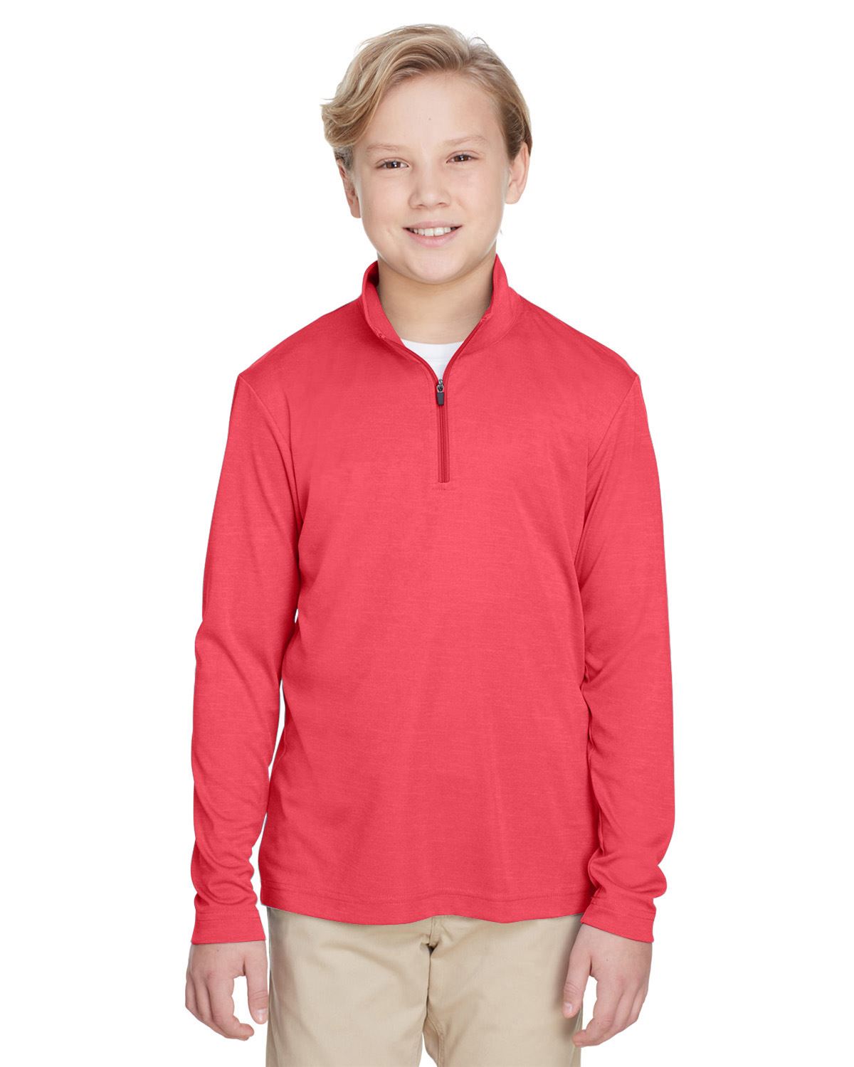Team 365 Youth Quarter-Zip Jacket UV Protection Sonic Heather Performance TT31HY - Picture 21 of 26