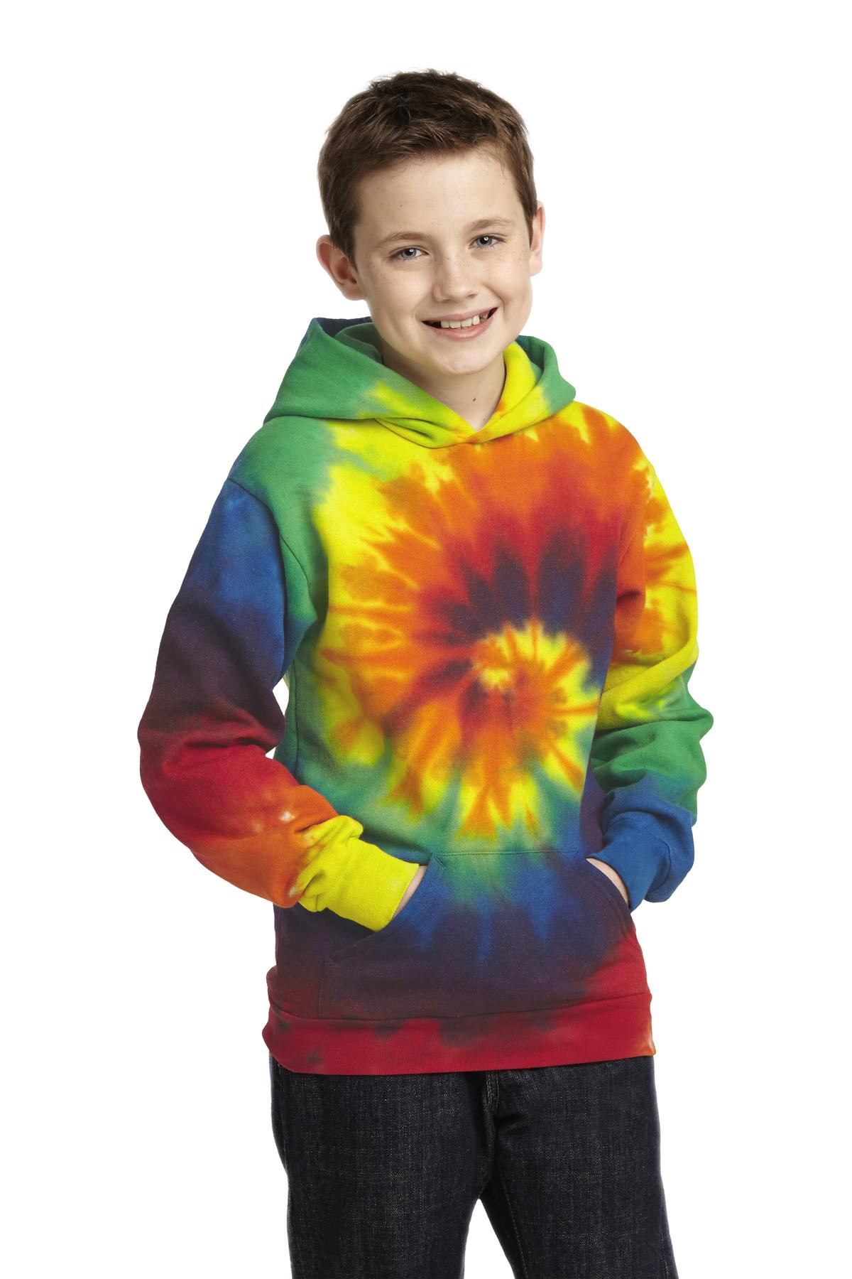 Port & Company Tie-Dye Youth Pullover Hooded Sweatshirt With Pockets M-PC146Y - Picture 16 of 21