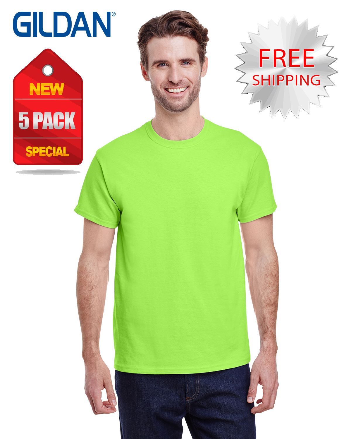 T-shirt Da Uomo Gildan In Cotone Pesante Da 5,3 Oz. G500 - ROSA SICURO - Foto 8