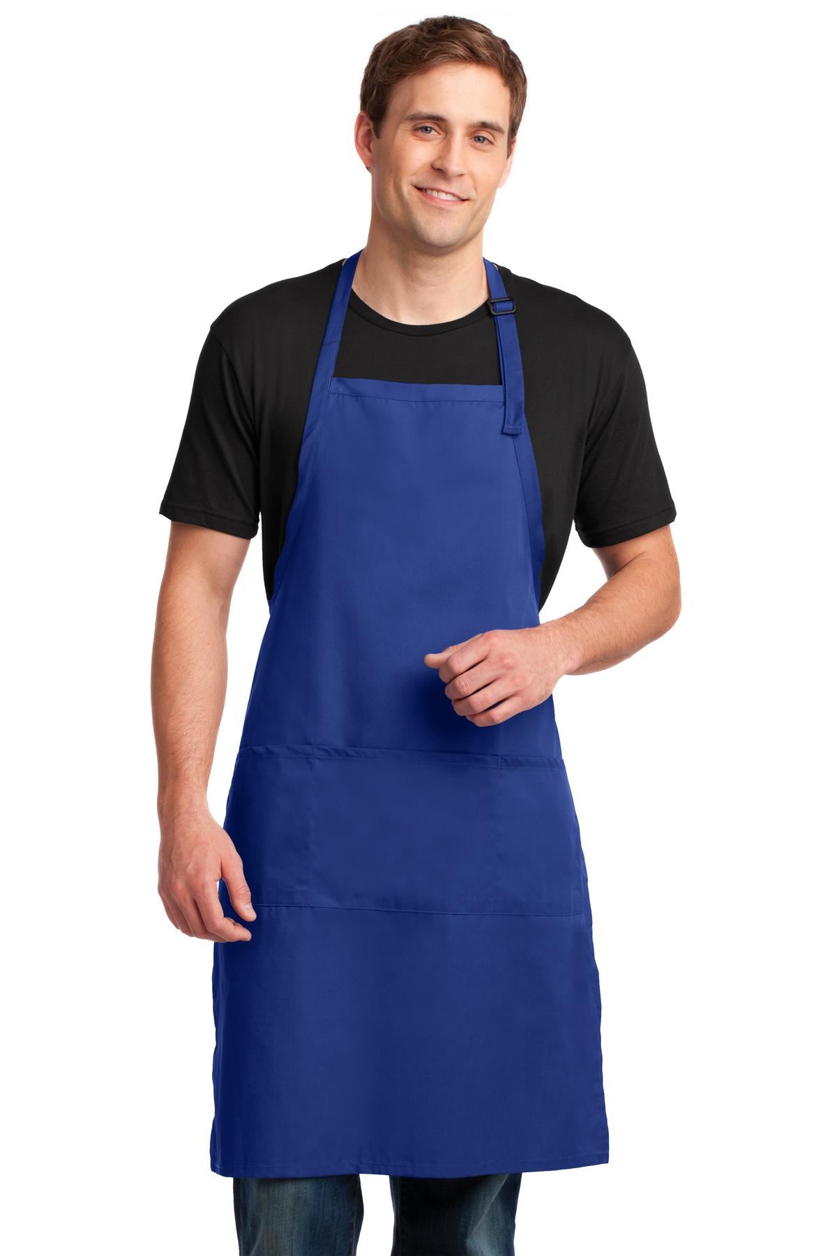 Port Authority Extra Long Bib Apron 3 Front Pockets Stain Release M-A700 - Picture 12 of 15