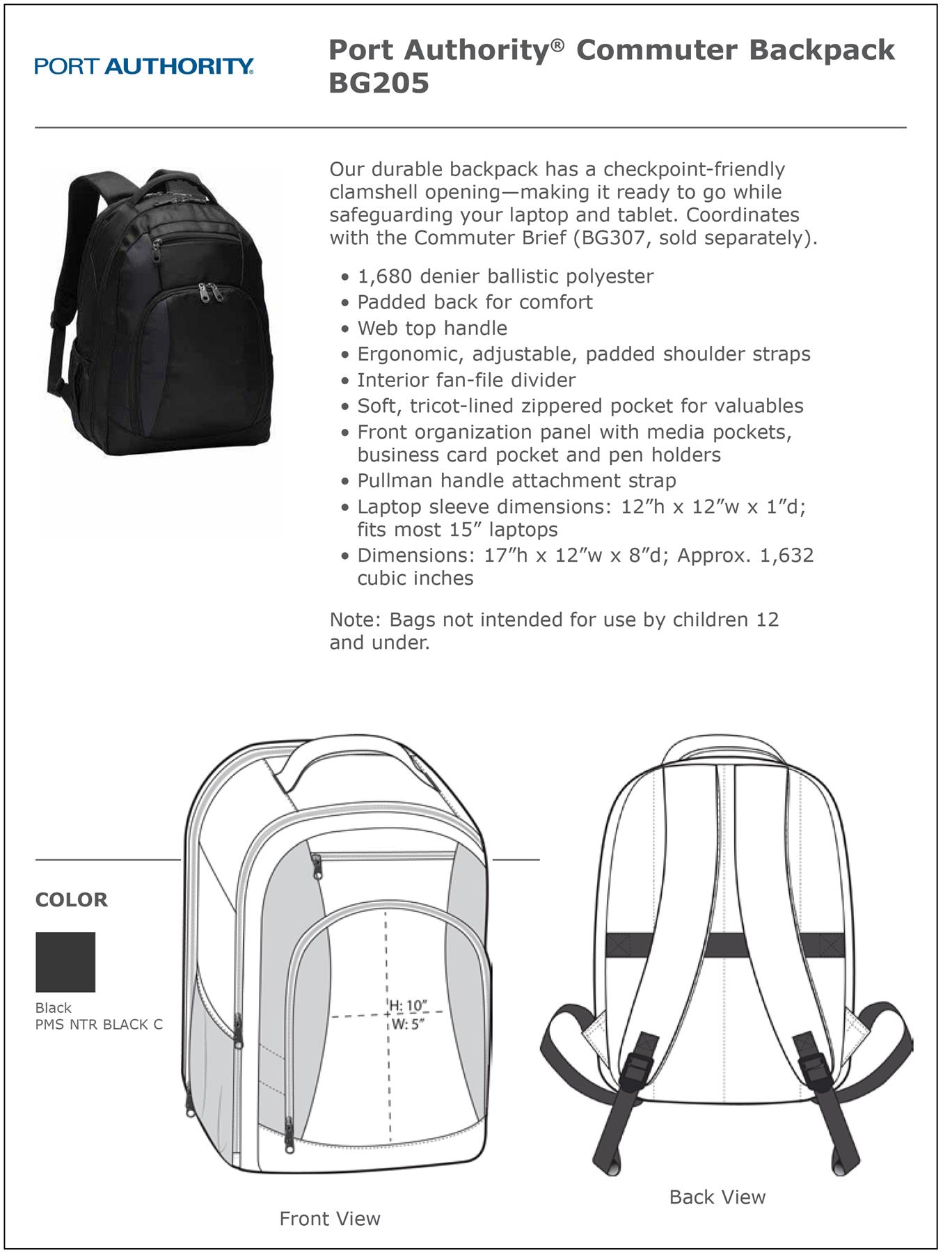 Port Authority BG205 Commuter Backpack - Black
