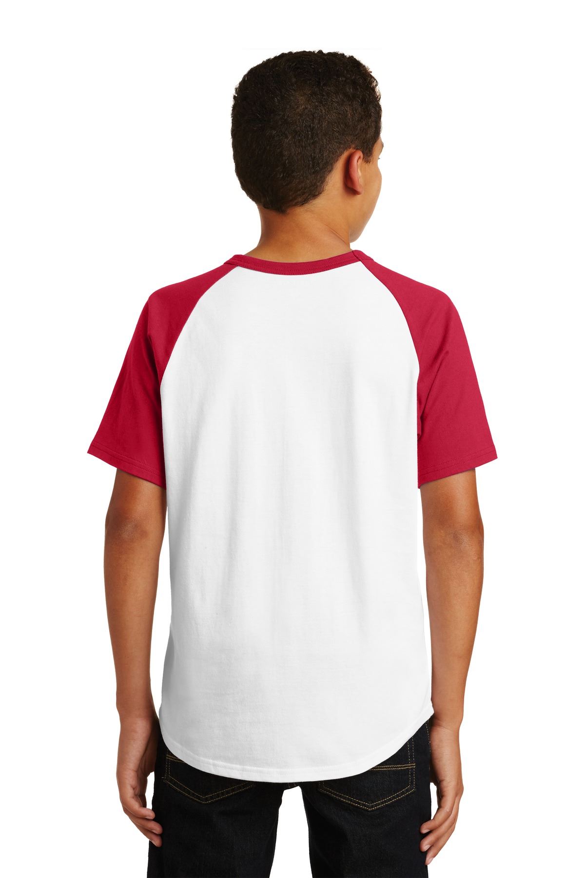 Sport-Tek Youth Short Sleeve Colorblock Raglan Rib Knit Neck T-Shirt YT201 - Picture 13 of 15