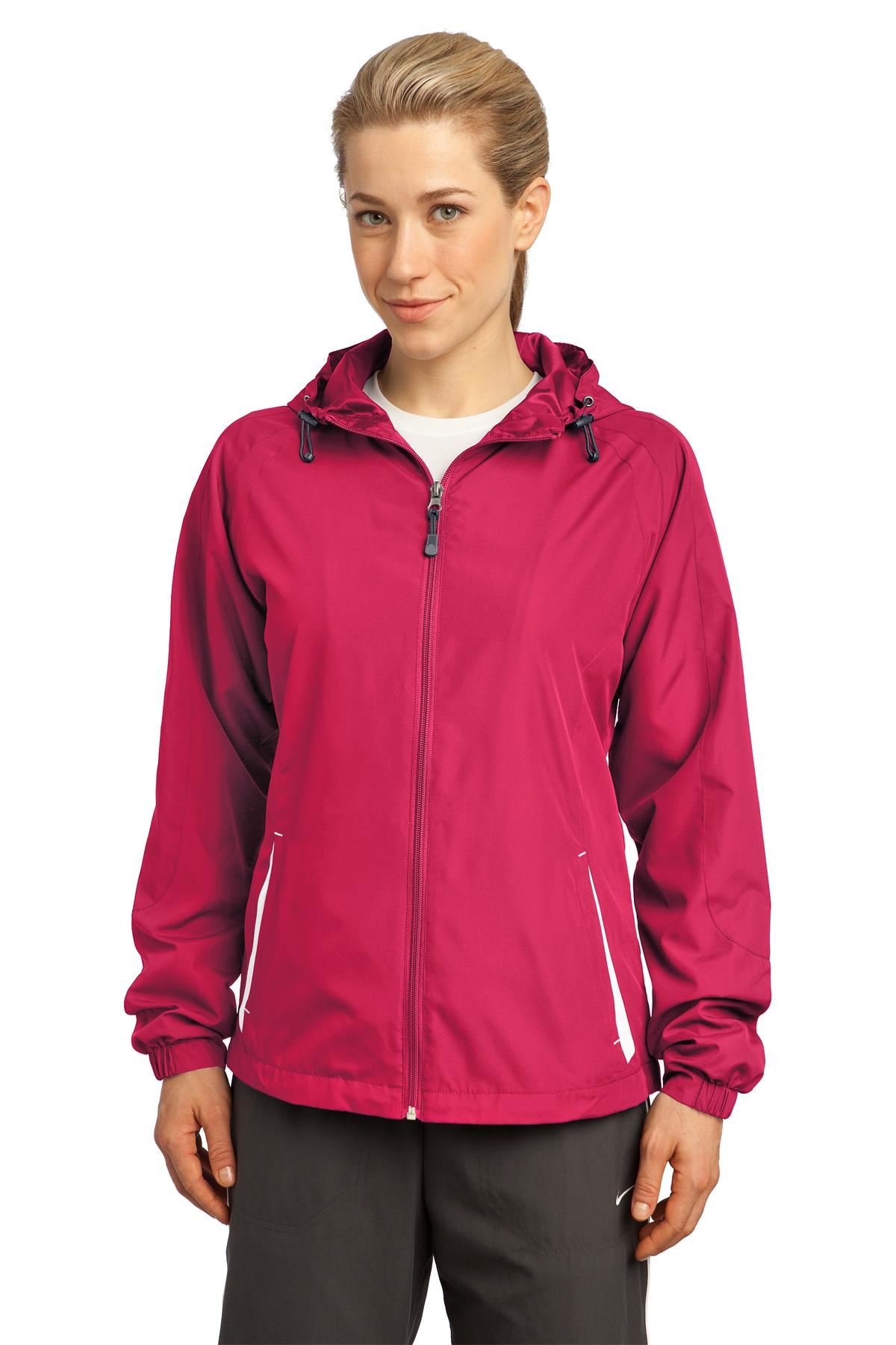 Sport-Tek Womens Colorblock Hooded Raglan Windbreaker Jacket M-LST76 - Picture 10 of 19