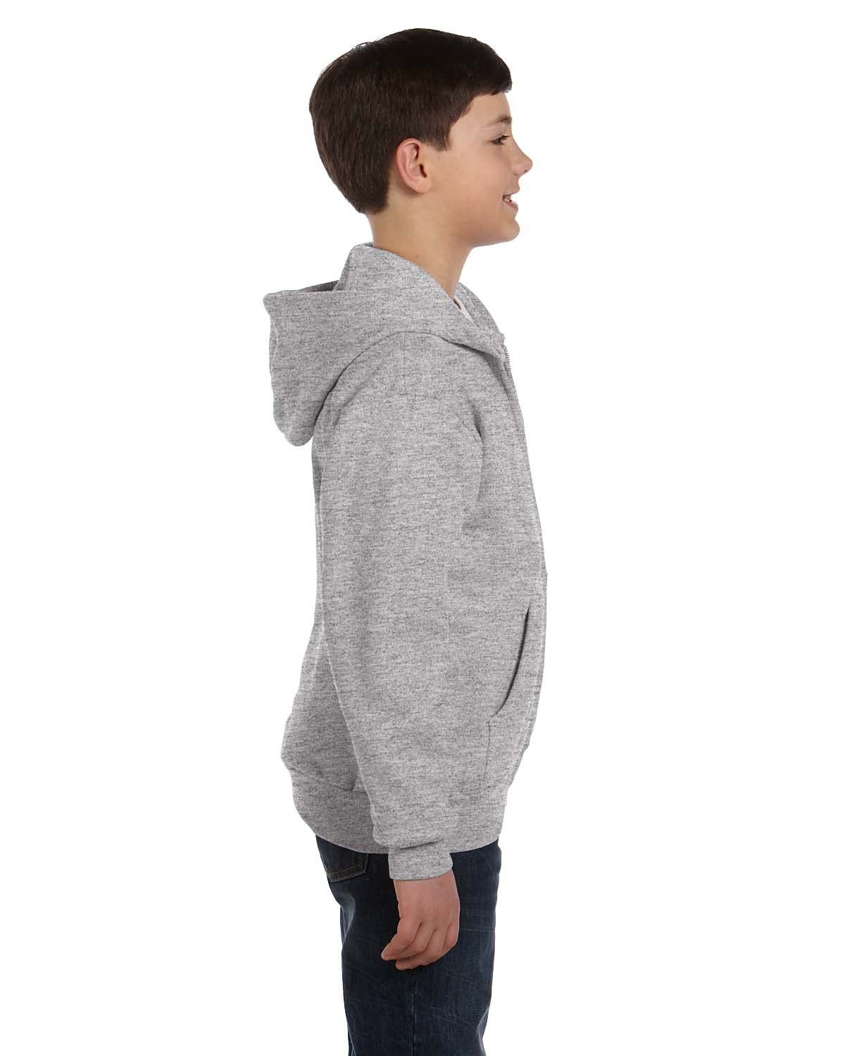 Hanes Youth 7.8 oz Long Sleeve EcoSmart 50/50 Full-Zip Hooded Sweatshirt P480 - Picture 14 of 17