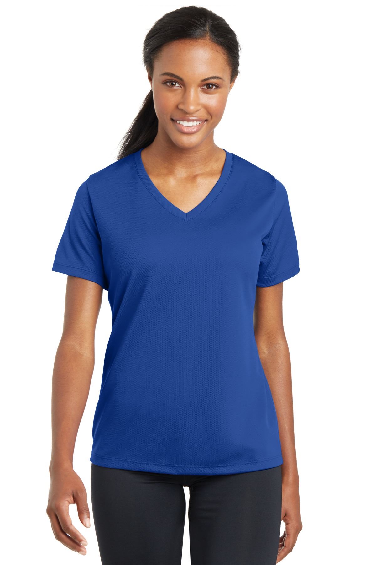 Sport-Tek Women's Dry-Fit V-Neck RacerMesh Moisture Wicking T-Shirt M-LST340 - Picture 35 of 38