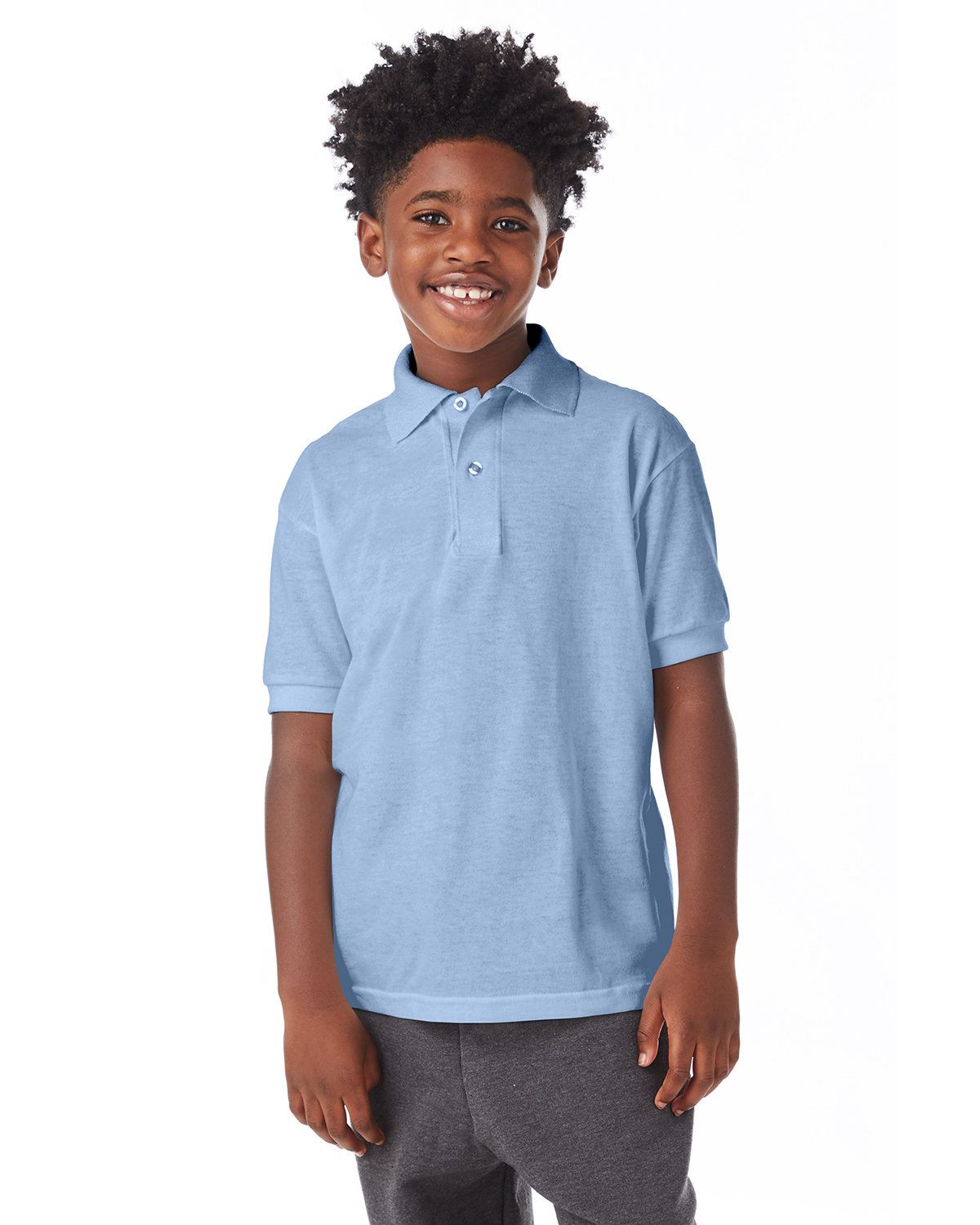 Hanes Youth Polo Shirt 50/50 EcoSmart Jersey Knit Welt Collar 054Y - Picture 15 of 26