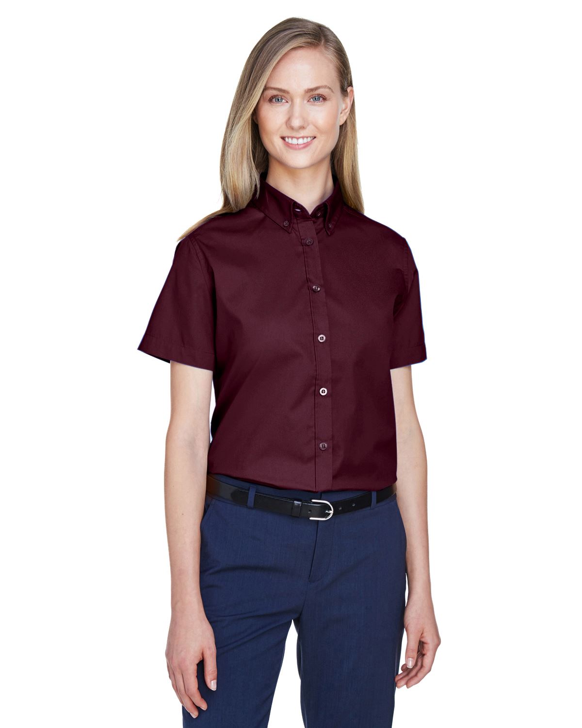 Core 365 Womens Button Down Dress Shirt Optimum Short Sleeve Twill Shirt 78194 - Picture 6 of 32